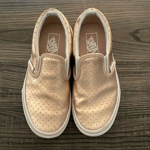 Vans girls slip on shoes sneakers perforated rose gold size 13